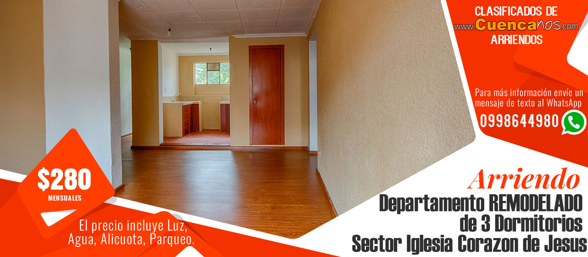 Arriendo departamento sector Corazón de Jesus